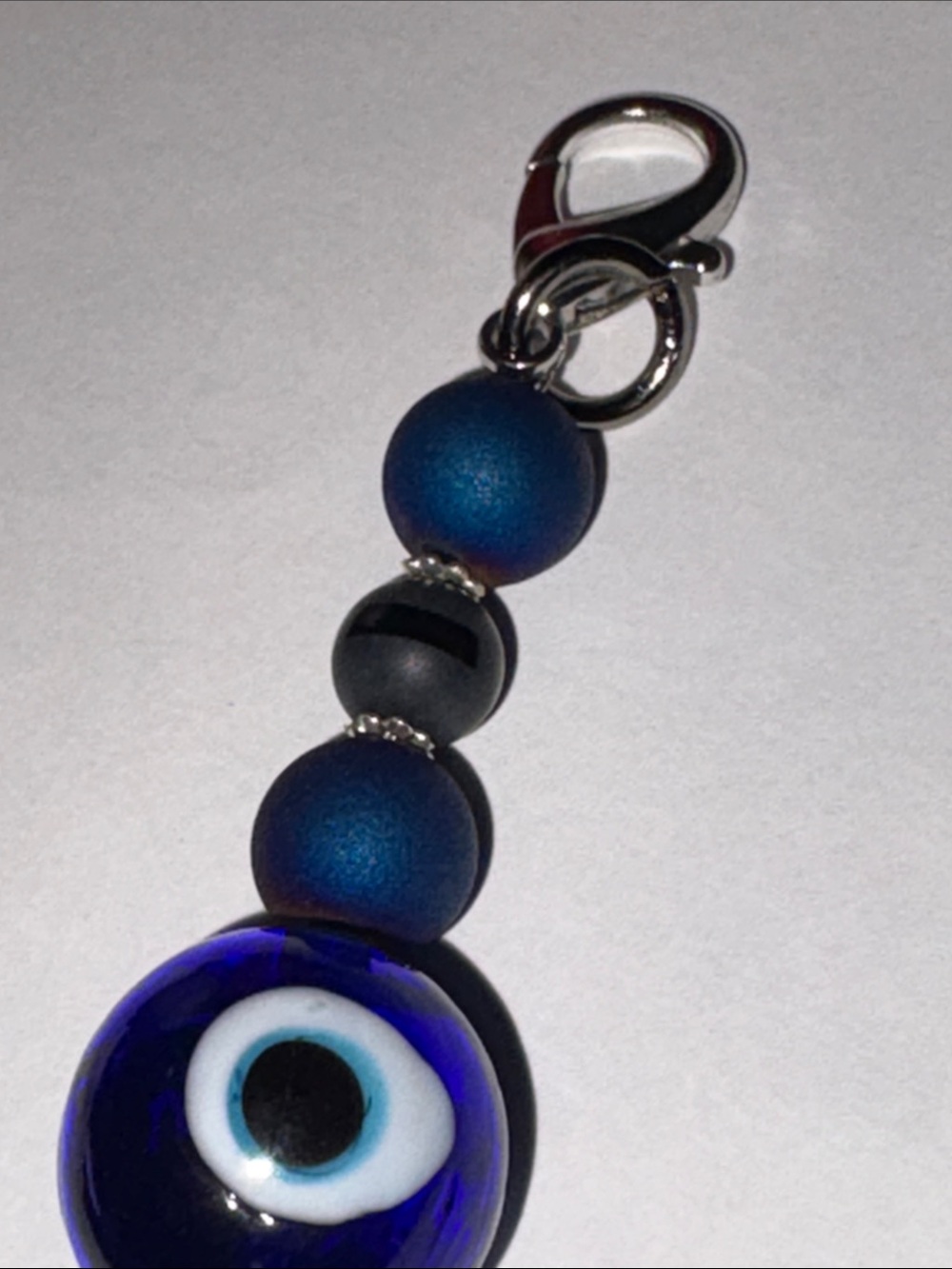 Hand Crafted Agate Crystal Glass Evil Eye Purse Charm Keychain - Picture 5 of 6